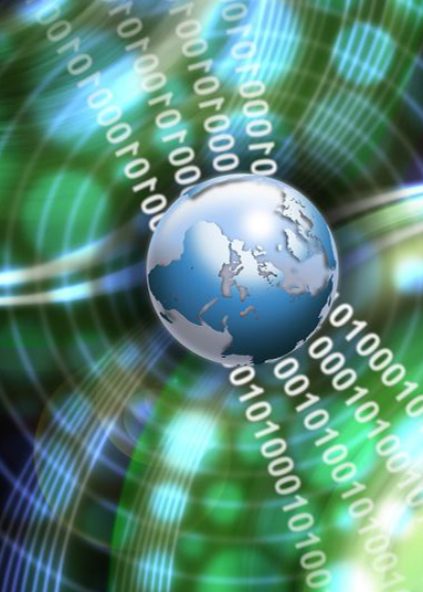 Globe with zeros and ones